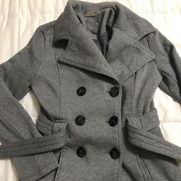 J2 Grey Belted Double Breasted Pea Coat Size XS - Picture 3 of 7